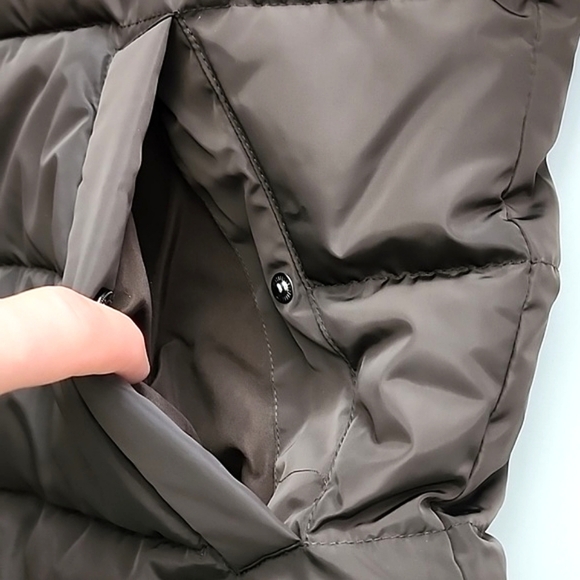 Kenneth Cole New York Men's Brown Puffer Winter Coat Grey Hood  Pockets Size Med - Picture 5 of 14